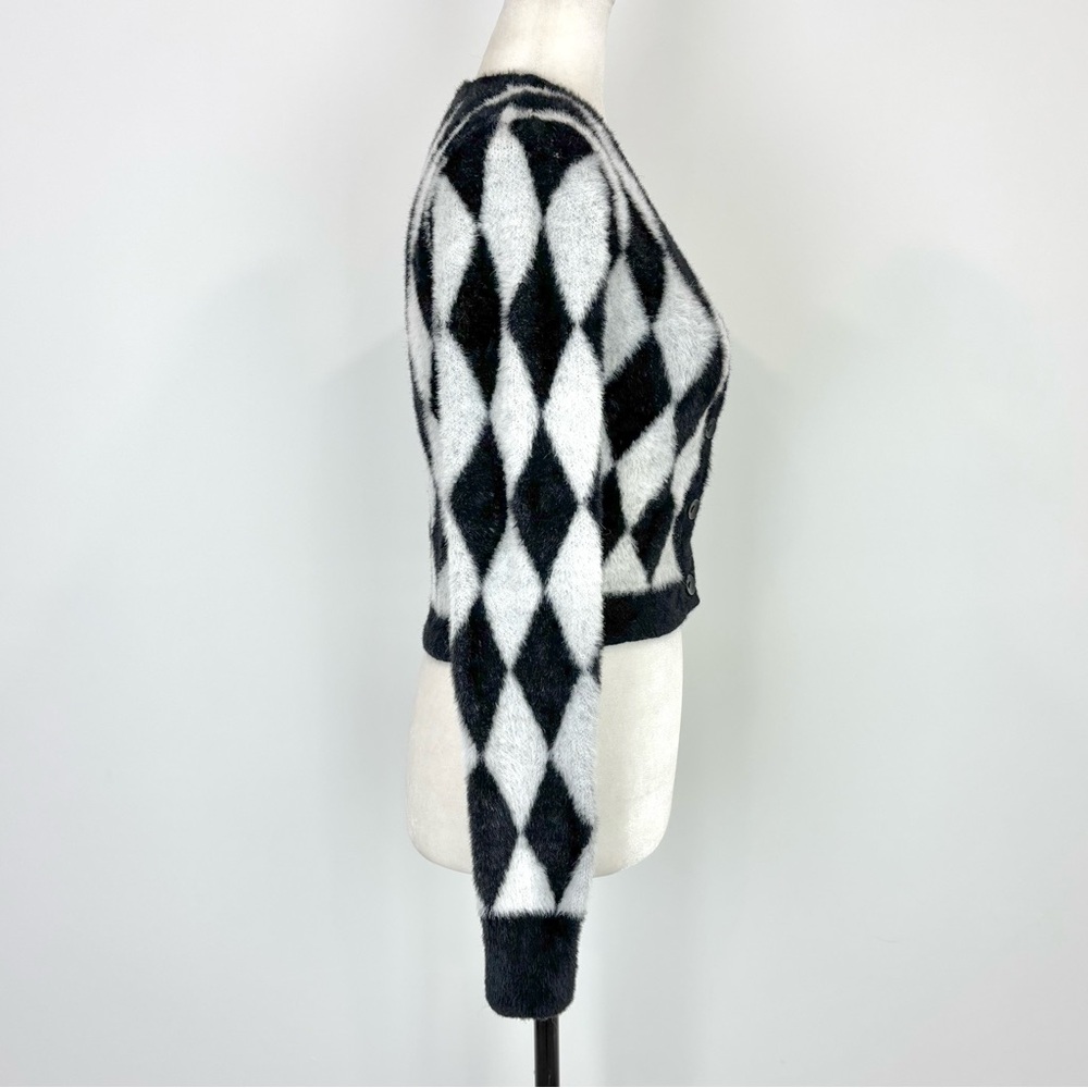 Twik argyle harlequin fuzzy cardigan - Picture 4 of 7
